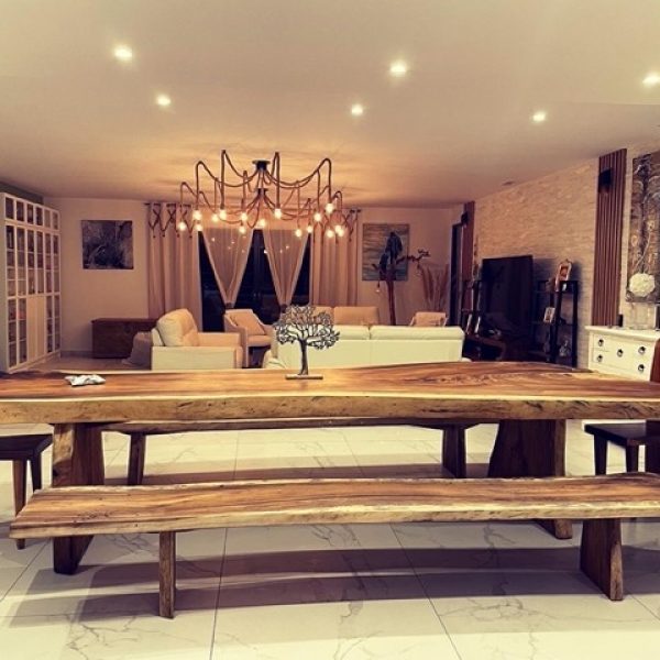 Table en Suar Massif avec Bancs